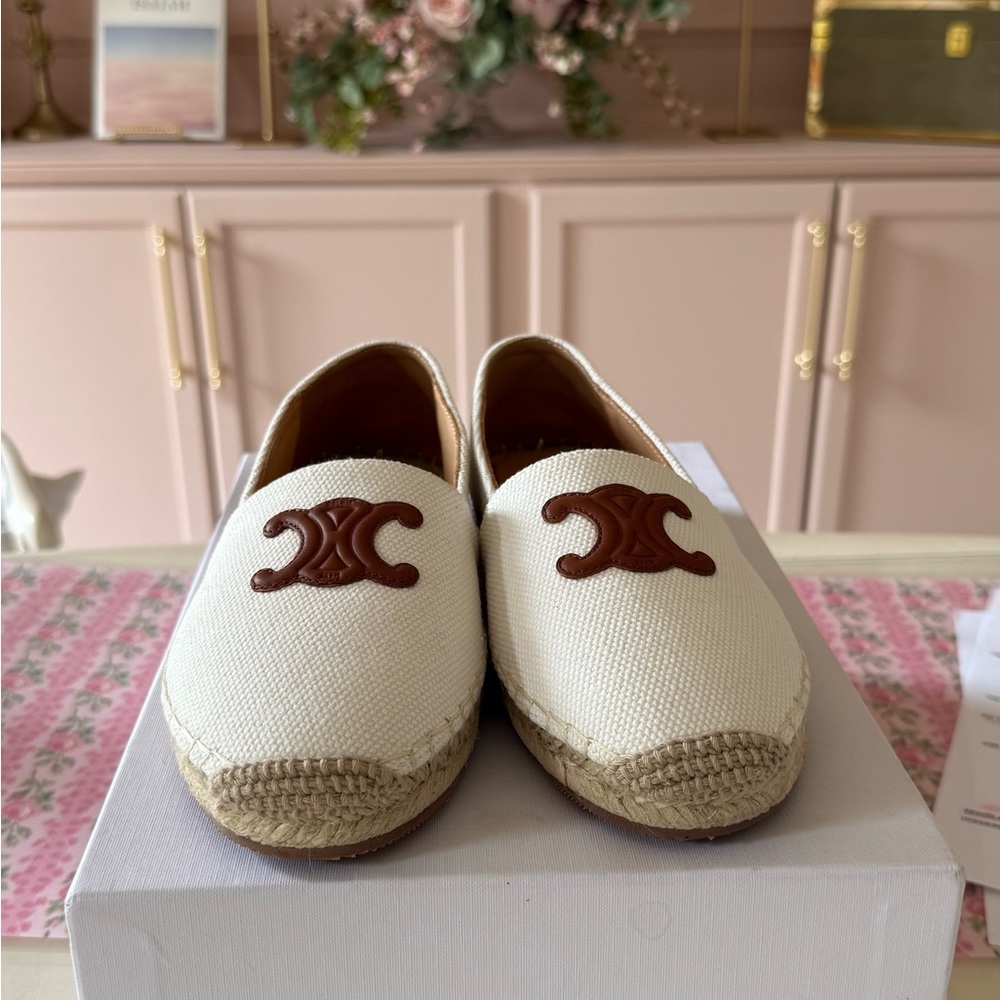 Celine Canvas Espadrilles with Brown Logo